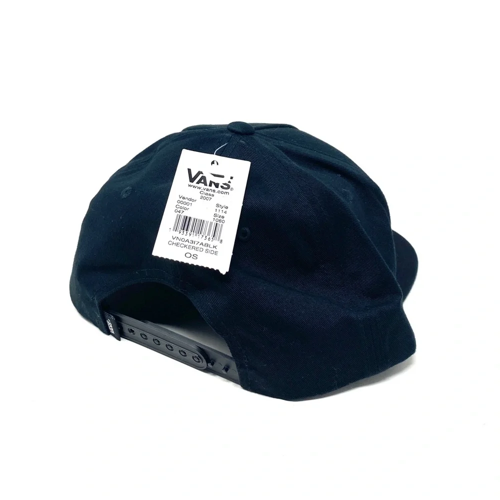 VANS Men’s Checkered Side Snapback Hat Cotton Black VN0A3I7AbLK - Picture 3 of 6